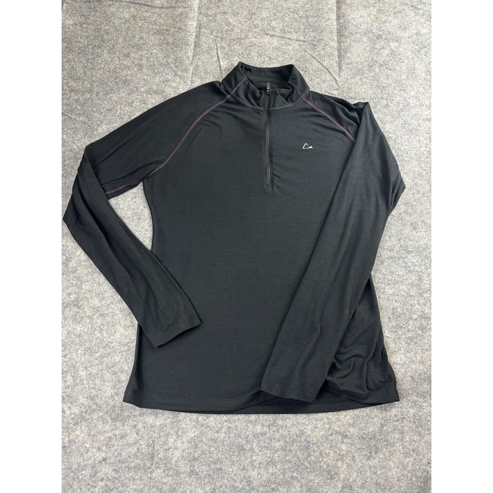 Paradox Merino Blend Women's Size L 1/4 Zip Black Top Drirelease Pullover Hiking